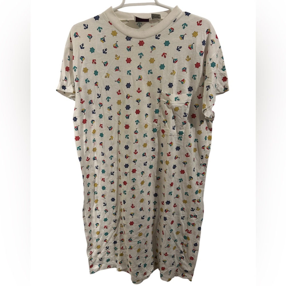 Vintage Fantasies Nautical Ship Anchor Themed Oversized Pajama Nightgown Top